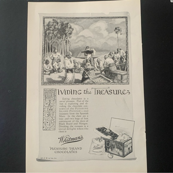 Vintage 1928 Whitman’s Dividing The Treasures Ad Advertisement - Picture 2 of 2
